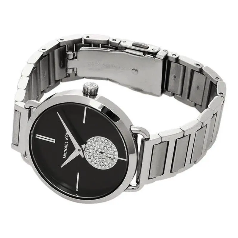 Michael Kors Portia Black Dial Silver-tone Ladies Watch- MK3638